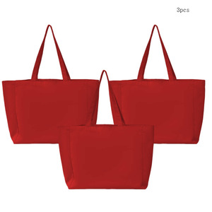 Sac fourre-tout en toile rouge à pois, sac à main en tissu de coton moyen à motifs personnalisés pour un usage quotidien, conception de lettres de célébration, vente en gros - Product Image 2