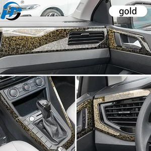 R pegatinas impermeable <span class=keywords><strong>gris</strong></span> encanto oro forjado fibra de carbono películas liberación de aire calcomanía coche <span class=keywords><strong>vinilo</strong></span> envoltura PET autoadhesivo Ca - Product Image 2