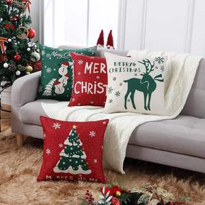 <b>Christmas</b> 18x18 Inch <b>Pillow</b> <b>Covers</b> Set 4 Decorative Cushion Cases Snowman Deer for Winter Holiday Home Decor Clearance Cushions - Product Image 6