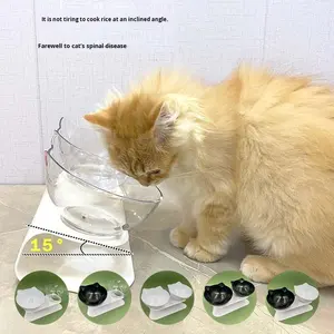 Comedero <span class=keywords><strong>para</strong></span> gatos con protección <span class=keywords><strong>para</strong></span> el cuello, boca inclinada, antideslizante, transparente, impermeable (IPX5) - Product Image 2