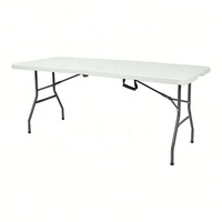 Table pliante portable 6 pieds, blanche, rectangulaire, en plastique, mobilier d'extérieur, pliable, banquet, restauration, camping, tables pliantes