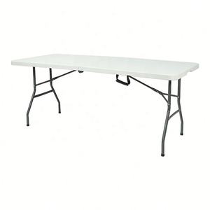 Table pliante portable 6 pieds, blanche, rectangulaire, en plastique, mobilier d'extérieur, pliable, banquet, restauration, camping, tables pliantes - Product Image 5