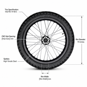 Ensamblaje de Rueda Surron Light Bee X CNC de <span class=keywords><strong>Fibra</strong></span> de Carbono y Acero Inoxidable / Neumático 90-19 Modificado para Bicicleta Eléctrica de Cross - Product Image 2