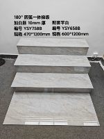 Carrelage d'escalier intérieur pour villa, texture marbre brillant, arc de 180 degrés, carrelage d'escalier intégré avec plateforme d'atterrissage assortie