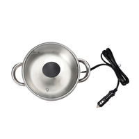 Casserole électrique multifonction en acier inoxydable de qualité alimentaire 1,8 L 12V/24V avec double poignée et revêtement céramique pour utilisation en voiture