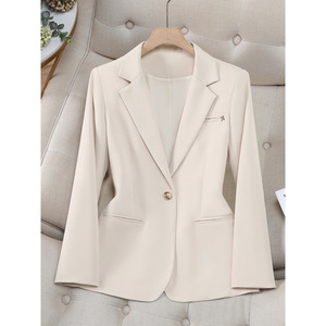 Women's Long Sleeve Blazer Single Button Elegant Casual Spring Autumn Commute Anti-Wrinkle Black Apricot - Product Image 1