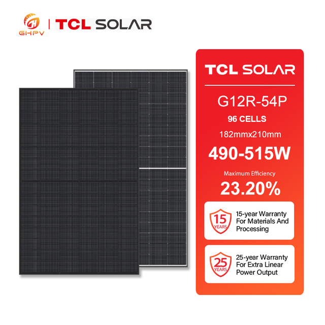 High Efficiency TCL Solar Panels 490W 495W 500W 505W 510W 515W Topcon N-Type Half Cell PV Panels Bifacial Solar Panel