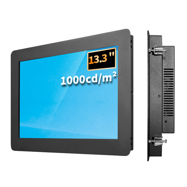 1000nits Brightness Outdoor 13.3 Inch 1920*1080 VESA Embedded Panel Mount Industrial PCAP Touch Screen Monitor LCD Display