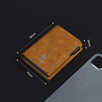 Logo Kustom OEM/ODM, Dompet Kartu Pop-Up Magnetik Kulit PU Berkualitas Tinggi Desain Pria Minimalis Tahan Lama dan Ramping