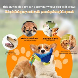 Jouet pour chien en peluche Tucan <span class=keywords><strong>bleu</strong></span> avec couineur, écologique, grande taille, jouet interactif à mâcher pour animaux de compagnie, pour soulager l'ennui - Product Image 4