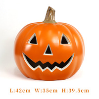 Citrouille en plastique surdimensionnée personnalisée, sculptable, visage souriant, décoration d'Halloween, artisanat avec ampoules LED pré-éclairées