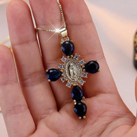 Vente flash - Collier pendentif créatif personnalisé pour les fêtes, pendentif croix de la Vierge Marie serti de diamants étincelants, cadeaux pour femmes