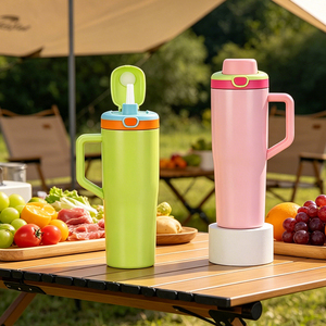 Vaso Térmico de Acero Inoxidable de 40oz con Asa, Aislamiento al Vacío, para Coche, con Doble Popote, Portátil, Antifugas, Mantiene la Temperatura 12-<span class=keywords><strong>24</strong></span> <span class=keywords><strong>Horas</strong></span> - Product Image 4