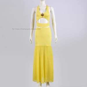 Sexy Women's Lace-Up Top With <b>Patchwork</b> Midi <b>Skirt</b> Two-Piece Set Fashion - Product Image 4