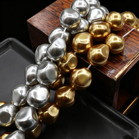 Perles de verre argentées modernes de luxe 14x15mm, profil nuget fondu, cœur lesté pour l'art de la bijouterie en métal liquide contemporain et le bricolage