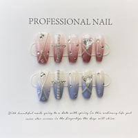 Ventes directes d'usine ongles portables faits à la main Chrome coeur tempérament style faux ongles conception d'art d'ongle amovible