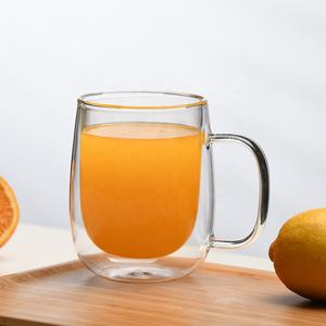 Tasse à café en verre CnGlass, fabrication directe, haute qualité, faite à la main, double paroi en verre borosilicate, tasse à cappuccino avec poignée pour le thé - Product Image 4