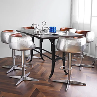 Chaise haute de bar moderne en cuir PU et métal, réglable, pour KTV, boîte de nuit, café et salon