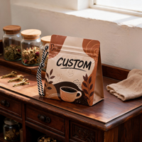 Sachet de café en gros de qualité supérieure 500g en CPP de qualité alimentaire, personnalisable avec logo, résistant à l'humidité, en laminé mat pour emballage de grains de café