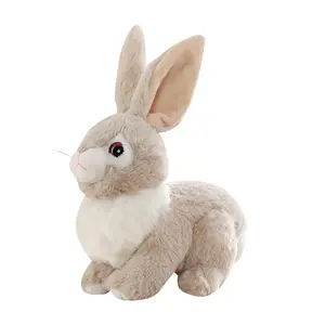 Best Selling Cute Simulation Rabbit Plush Toy Doll Gray White Rabbit