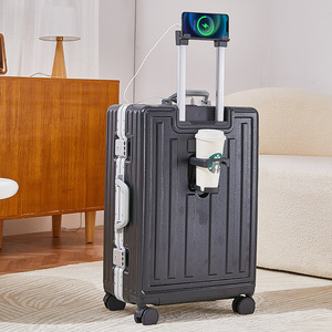 Mới nhất đa chức năng nhôm hành lý USB sạc cổng giữ cốc và điện thoại đứng du lịch trường hợp xe đẩy di động trường hợp - Product Image 6