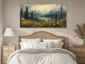 <span class=keywords><strong>Peinture</strong></span> sur toile abstraite en relief 3D faite à la main, représentant un lac de <span class=keywords><strong>montagne</strong></span>, décoration murale pour salon, nature verte - Product Image 6