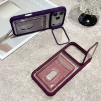 Étui de téléphone transparent magnétique antichoc en TPU+PC pour 17/16/15/14/Plus/13/12/11 Pro Max avec fente pour carte et protection d'objectif