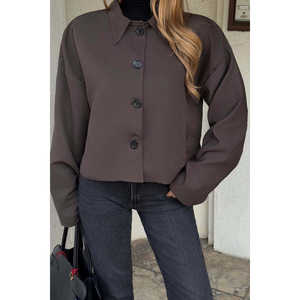 Chaqueta marrón con botones para mujer - Product Image 6