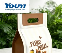 Sac d'emballage alimentaire pour animaux de compagnie de qualité alimentaire avec poignée de transport et fermeture éclair, design personnalisé imprimé pour l'emballage de nourriture pour chiens
