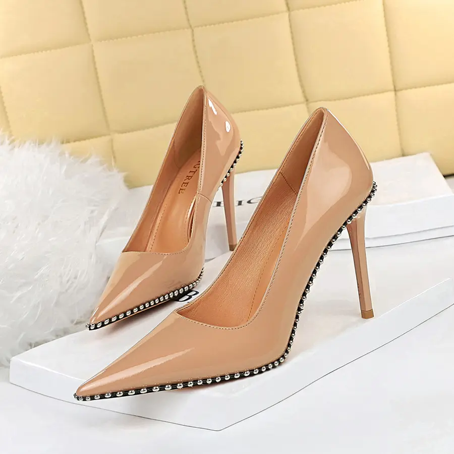 Brand Logo Custom Western Style High Quality Elegant Formal Dress Shoes Women 10cm High Heel Pumps Shoes