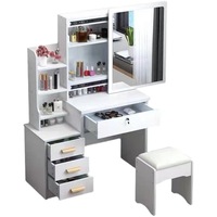 Coiffeuse intégrée en plastique tendance pour baie vitrée, avec rangement, pour petit appartement, garantie 1 an pour usage domestique