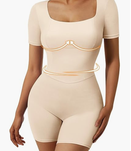Femmes Twist V Back Scrunch Butt Shorts Combinaison Col Carré Cousu Entraînement Sexy Une Pièce Barboteuse Avec Coussinets Amovibles - Product Image 2