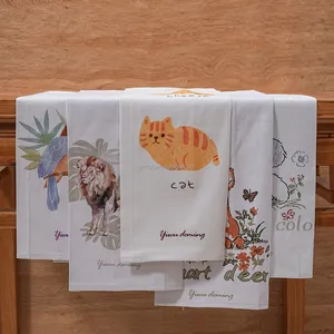 Custom Digitaal Bedrukt 100% Katoenen Linnen Meelzak Keukendoek Met Kwastje Of Pompon Theedoek - Product Image 5