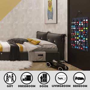 NOUVEAU Organisateur de jouets pliable en polyester écologique moderne en acier inoxydable pour Hot Wheels, capacité de 60 voitures miniatures, pour salon - Product Image 4