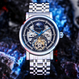 <span class=keywords><strong>Orologio</strong></span> <span class=keywords><strong>da</strong></span> <span class=keywords><strong>Polso</strong></span> Meccanico Automatico Classico Luminoso in Acciaio Inossidabile con Quadrante a Lancette e Design Traforato per Uomo - Product Image 4