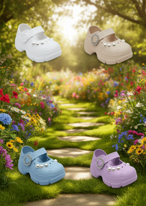 Zoccoli con plateau e perle stile Mary Jane per donne e ragazze, estivi, morbidi, leggeri, con suola in EVA, taglia 21 - Product Image 2