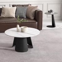 Table basse de luxe moderne pour salon, table ronde en céramique avec plateau en acier inoxydable pour la maison et l'hôtel