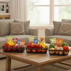Panier à fruits en métal à 3 niveaux avec poignée en bois détachable, design 2026 Pro, pour comptoir de cuisine, support à fruits pour <span class=keywords><strong>pain</strong></span> et légumes, protection - Product Image 6