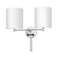 Applique murale double bras à LED pour hôtel, avec prise de courant intégrée, idéale pour chambre et chevet – Fabricant d'équipements commerciaux