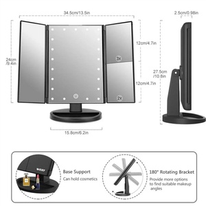 Miroir de Maquillage Trifold avec Lumières et Grossissement 2026 – 22 LED – Idéal Cadeau Femme – Vente en Gros - Product Image 6