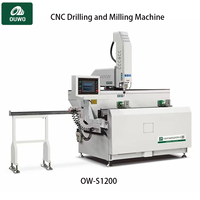Machine de perçage et de fraisage de profilés en aluminium OUWO CNC 1200 mm avec broche électrique et entraînement par vis à billes pour usine de murs rideaux