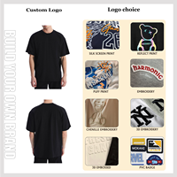 T-shirt en coton noir surdimensionné en gros, unisexe, col rond, épaules tombantes, logo personnalisé, t-shirt noir décontracté en tricot