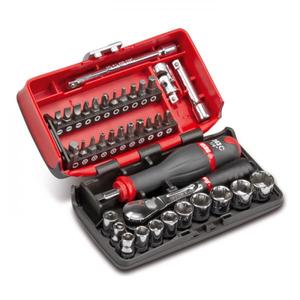 USAG - U06090002 Assortment with hexagonal <b>sockets</b>, 1/4'' <b>ratchet</b> and bits in bimaterial box (38 pcs.) <b>RATCHET</b> AND <b>SOCKET</b> SETS - Product Image 1