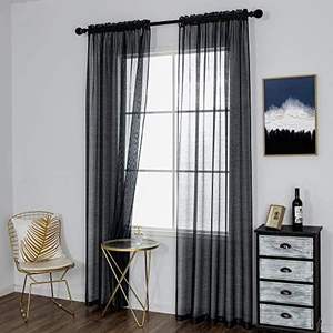 Rideaux en voile transparent vert-Écharpe de fenêtre translucide de couleur unie pour salon chambre à coucher - Product Image 3