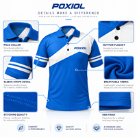 Polo d'entraînement personnalisé bleu et blanc à manches courtes, impression par transfert thermique, tenue d'équipe pour clubs, entraîneurs, personnel, logo personnalisé, OEM, marque privée
