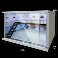 Diorama de garage automobile à l'échelle 1/64 avec éclairage LED USB, vitrine réaliste pour voitures miniatures et modèles réduits
