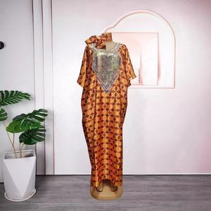 <span class=keywords><strong>Nueva</strong></span> colección elegante banquete Boubou vestido conjunto con bufanda brillante bonito diseño Turquía <span class=keywords><strong>vestidos</strong></span> florales Bata para mujer K0744 - Product Image 4