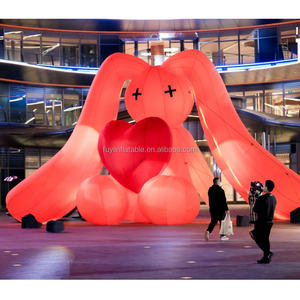 Maskot tiup dekorasi kelinci tema besar promosi acara dengan cinta hati dengan LED untuk dijual - Product Image 1