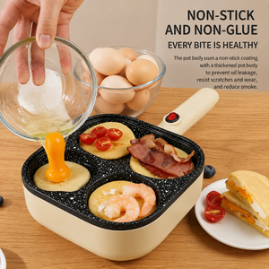 Sartén Eléctrica 3 en 1 Antiadherente de Metal para Desayuno, Sartén Antiadherente con Divisiones para Cocinar el Desayuno Diario - Product Image 4