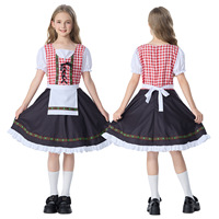 Alman Oktoberfest Seti Siyah Pembe Ekose Baskı Ulusal Performans Elbise Anime Kostümleri Kızlar Cosplay Bira Festivali Kostümleri